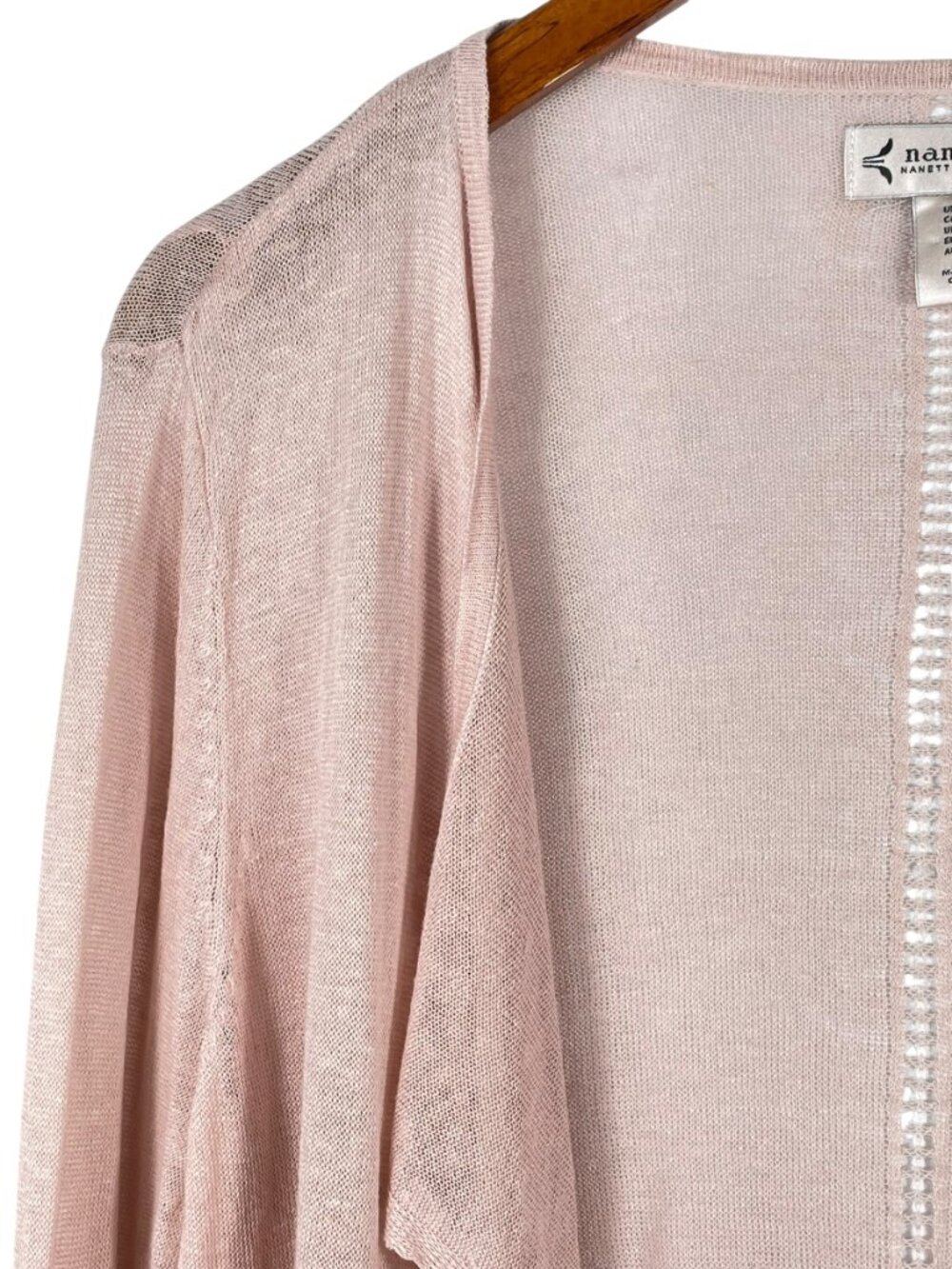 Nanette Lepore Linen Blend Open Cardigan Pink Lightweight Drape L - Picture 5 of 13